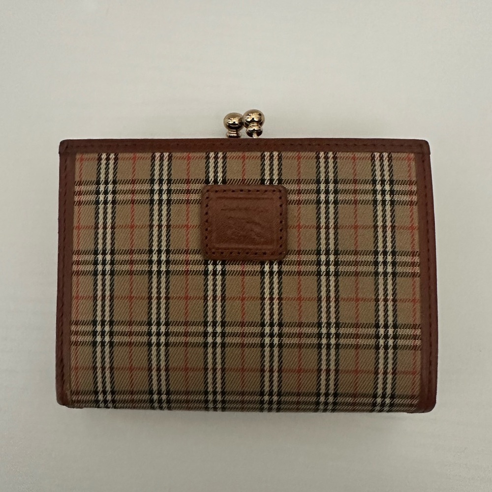 Vintage BURBERRY'S Plaid Print Compact Wallet 284$ Clippers ball. Coins wallet - Picture 11 of 14
